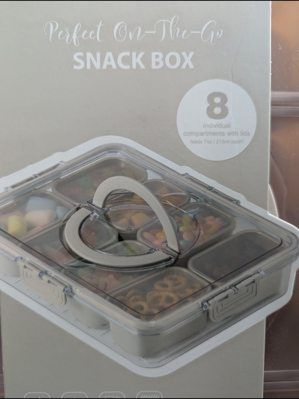 On The Go Snack Box — Taupe Brown Compartments With Lids